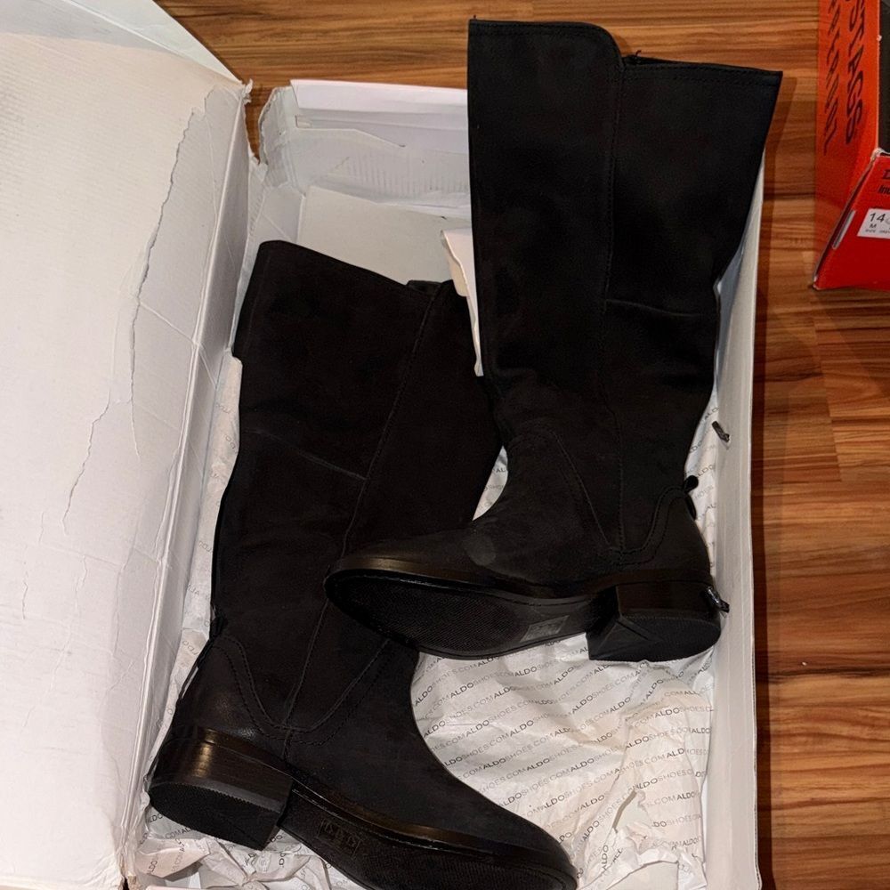 Aldo Black Suede Over-the-Knee Boots